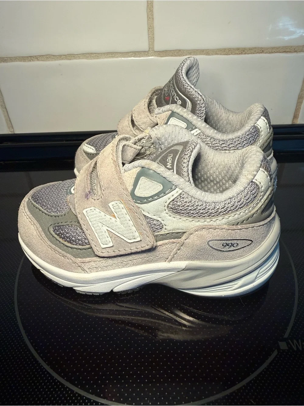 New Balance Kids Gray Velcro Athletic Sneakers